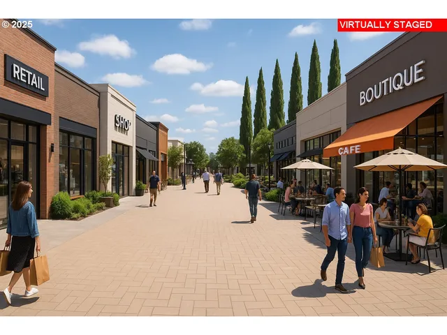 a view of street with sitting area