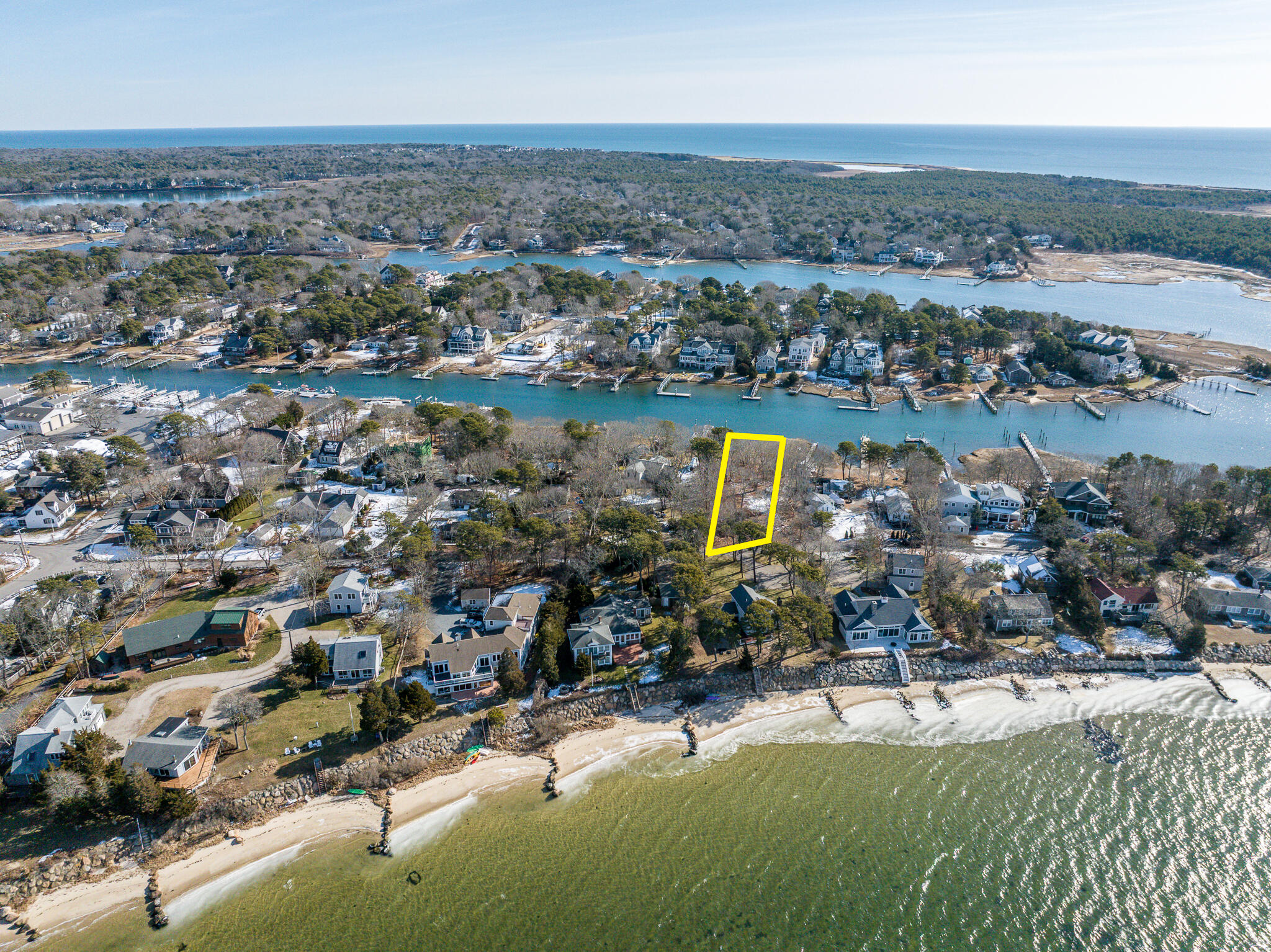 24 Seconsett Point Road Mashpee, MA 02649 - Photo 5 of 7 an aerial view of a city with lake view