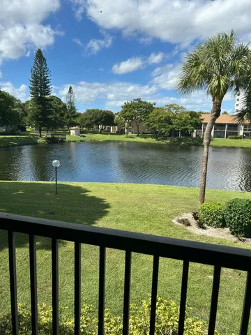 a view of lake from a balcony