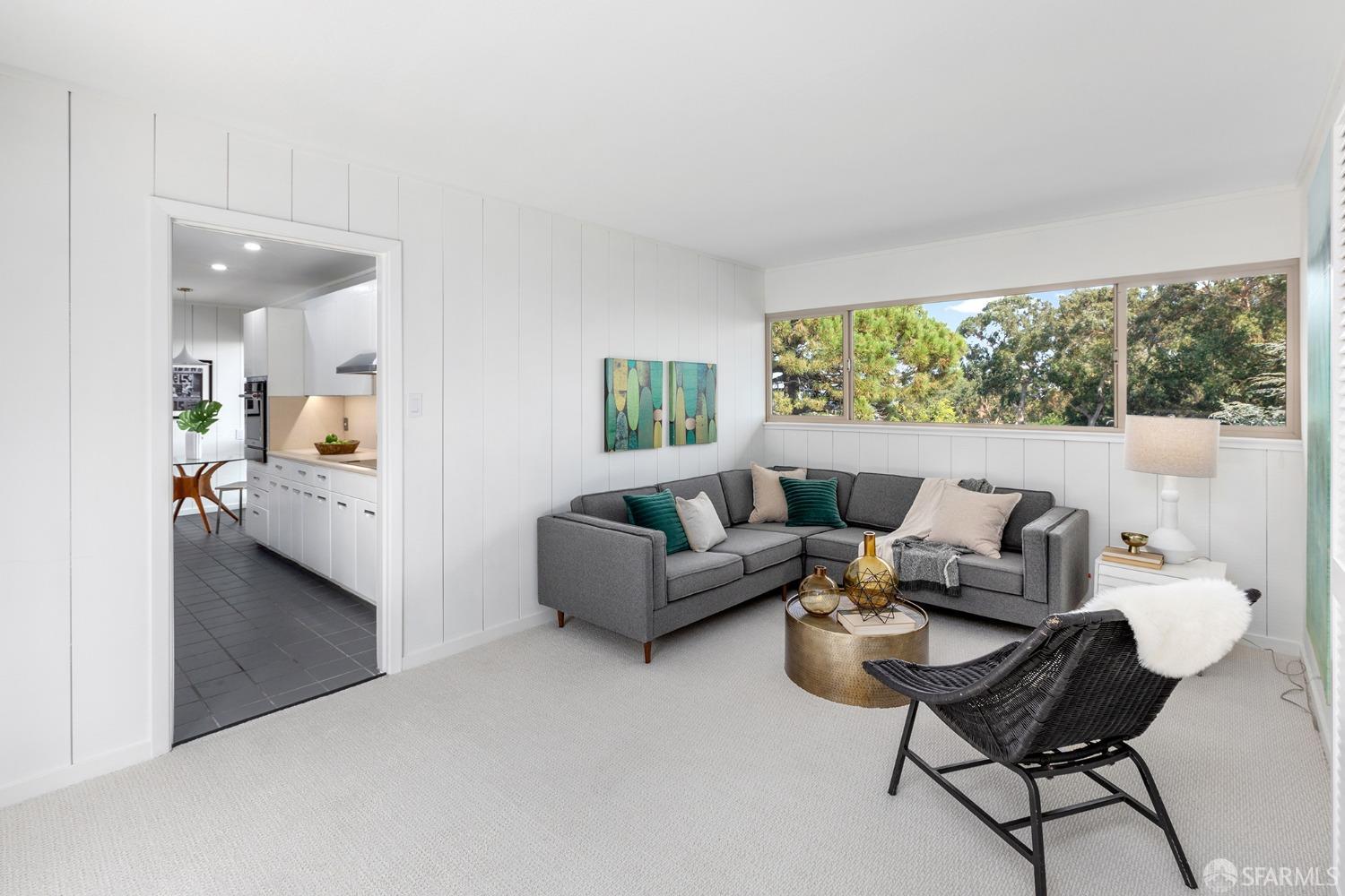 406 Middle Road Belmont, CA 94002 - Photo 22 of 67 a living room with furniture and large windows