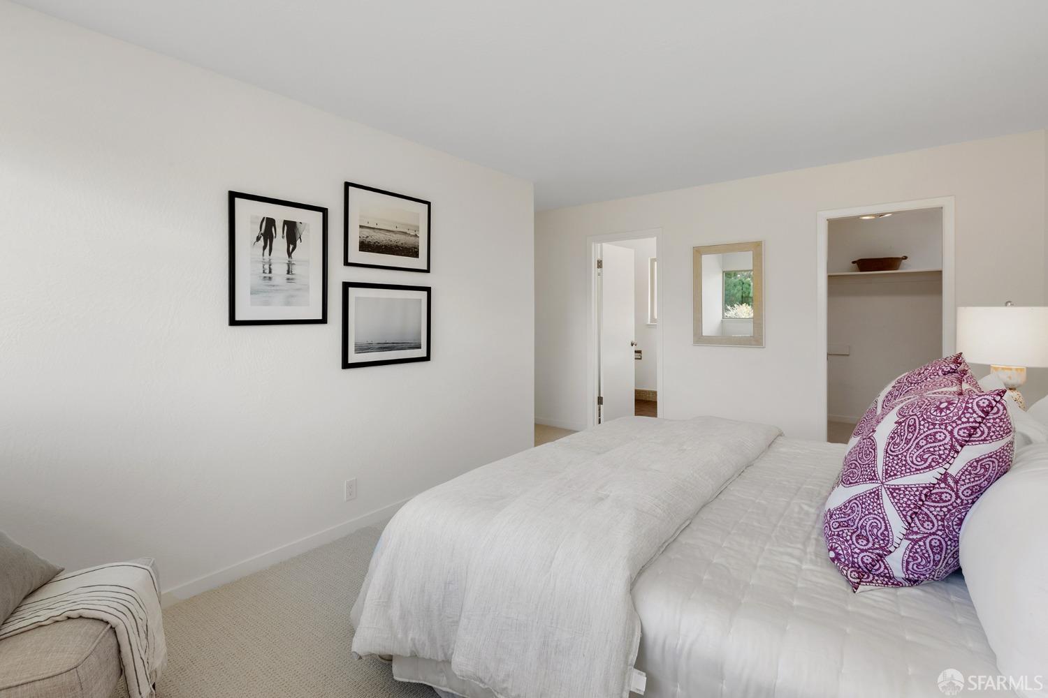 406 Middle Road Belmont, CA 94002 - Photo 35 of 67 a bedroom with a bed and lamp