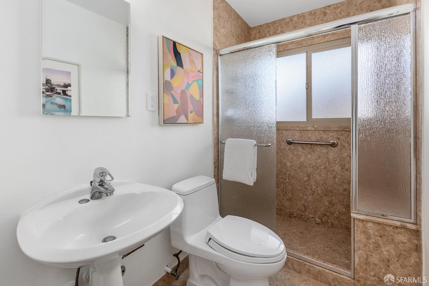 406 Middle Road Belmont, CA 94002 - Photo 48 of 67 a bathroom with a sink toilet and shower