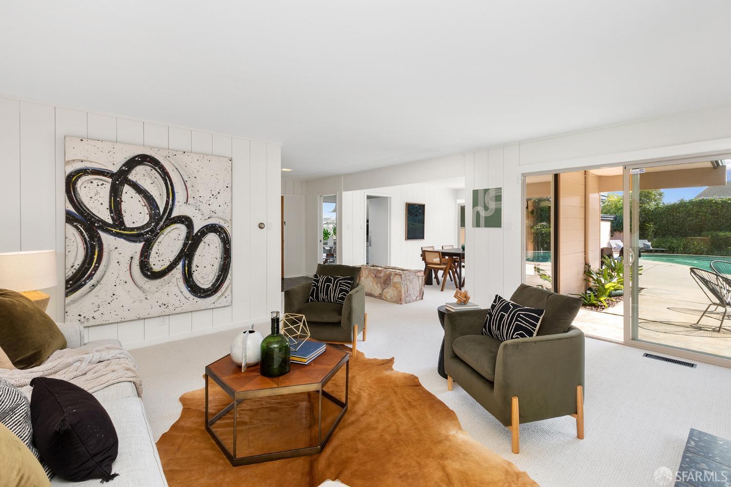 406 Middle Road Belmont, CA 94002 - Photo 7 of 67 a living room with furniture and a floor to ceiling window