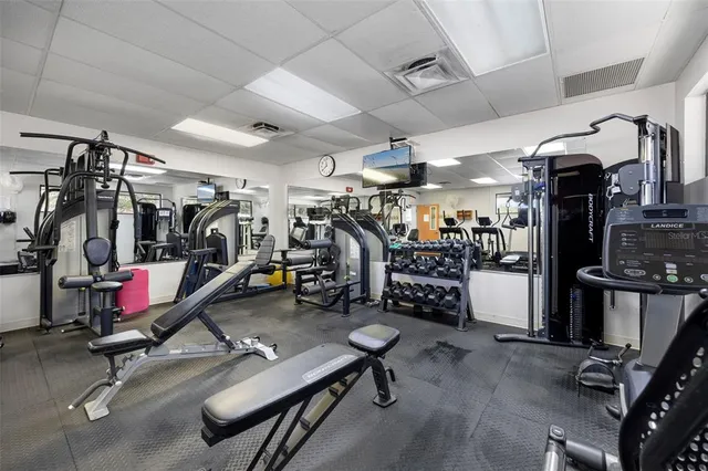 a view of a room with gym equipment