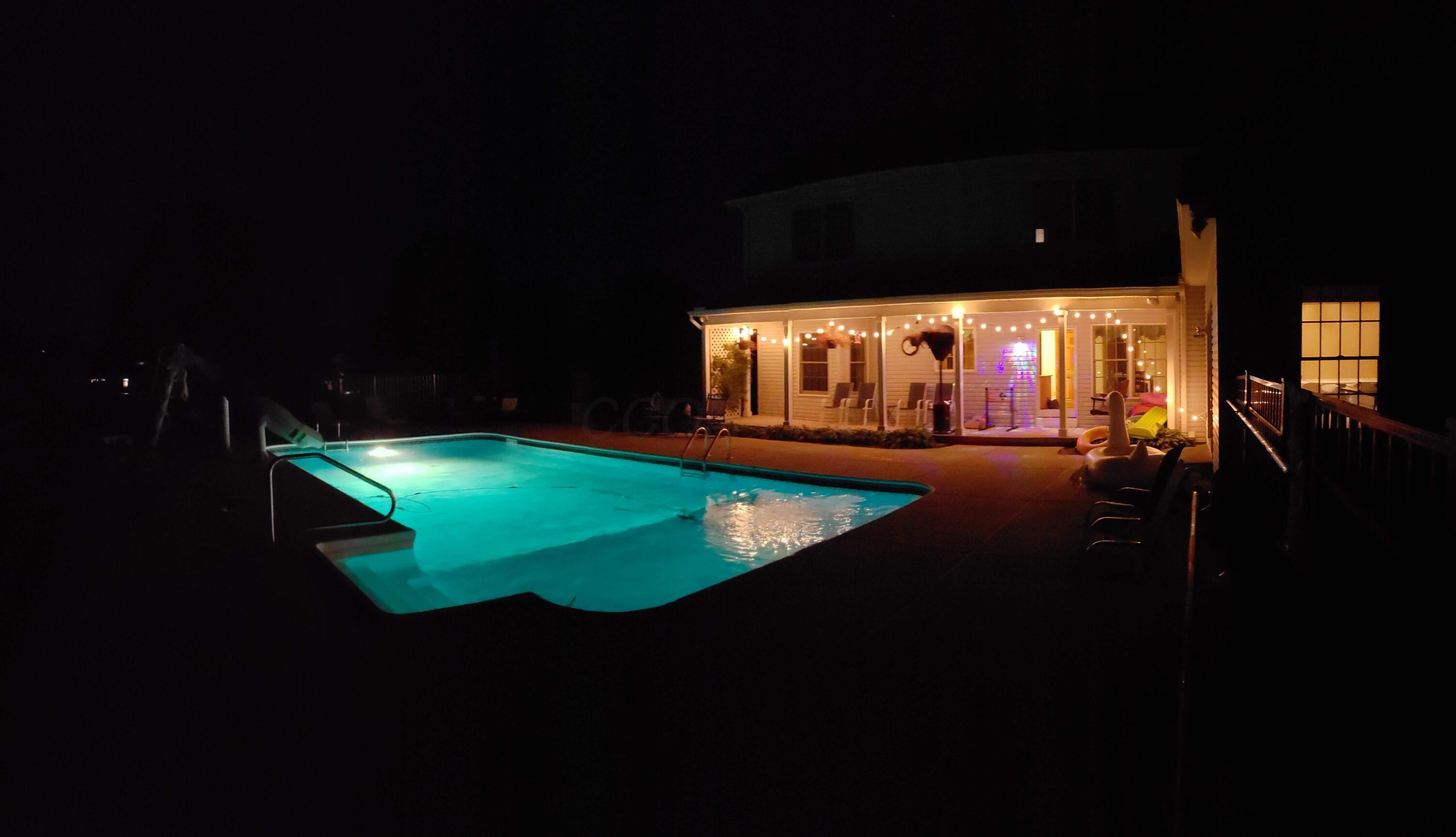 1364 Dale Ford Road Delaware, OH 43015 - Photo 97 of 112 • Concrete surround • New pool pump ~ 2023 • Rebuilt heater ~ 2024 (natural gas fueled) • Aluminum fenced yard • Flood lights • Two person hot tub
