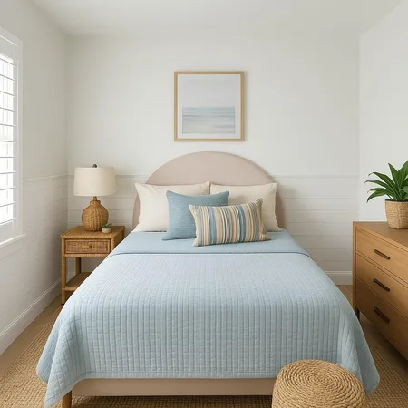 a bedroom with a bed next to a window