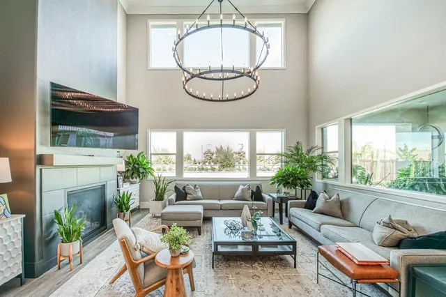 a spacious bathroom with a double vanity sink tub and mirror