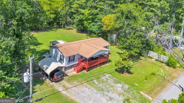 an aerial view of a house