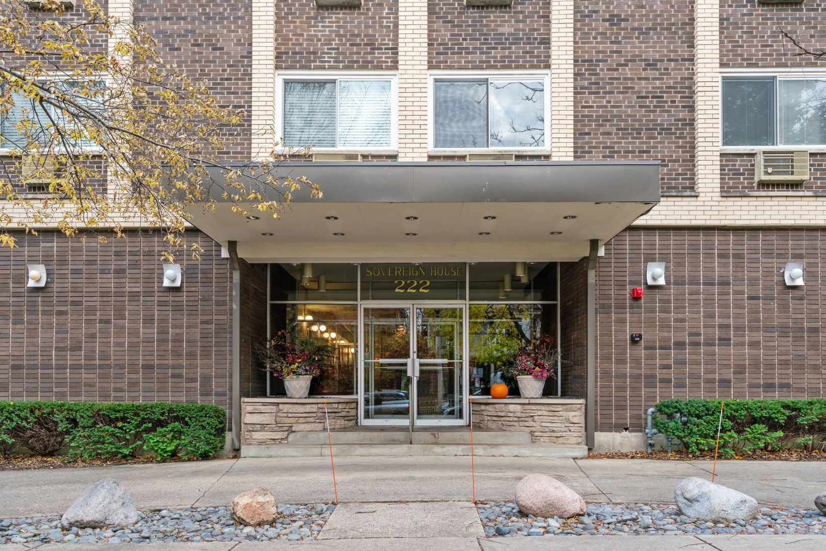 222 North Grove Avenue, Unit 2B Oak Park, IL 60302 - Photo 3 of 20 a front view of a building with a garden and plants