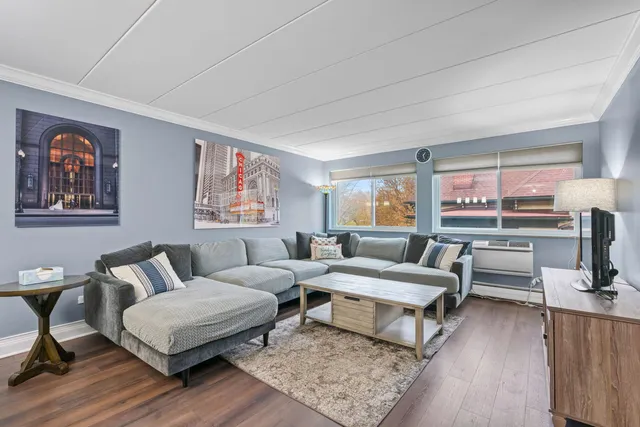 a living room with furniture and a rug