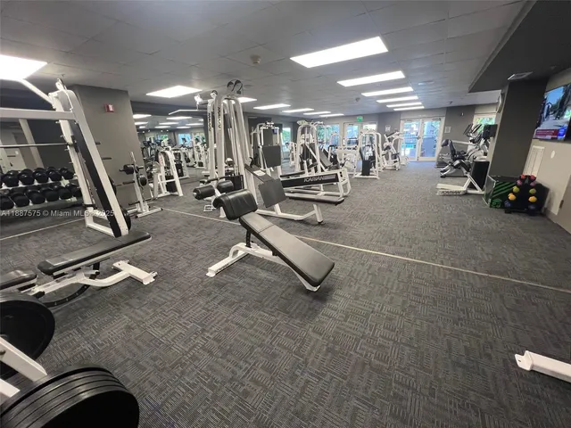 a view of a room with gym equipment