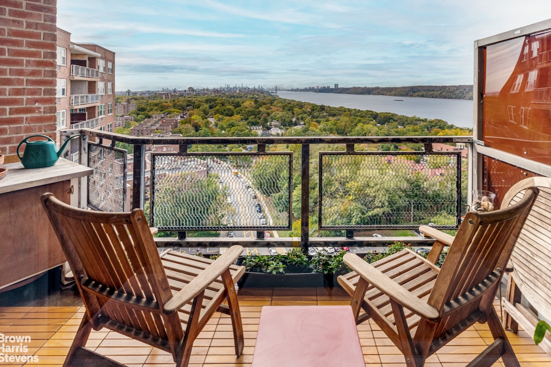 5700 Arlington Avenue, Unit 21R Bronx, NY 10471 - Photo 8 of 23 a view of a balcony with chairs and wooden floor