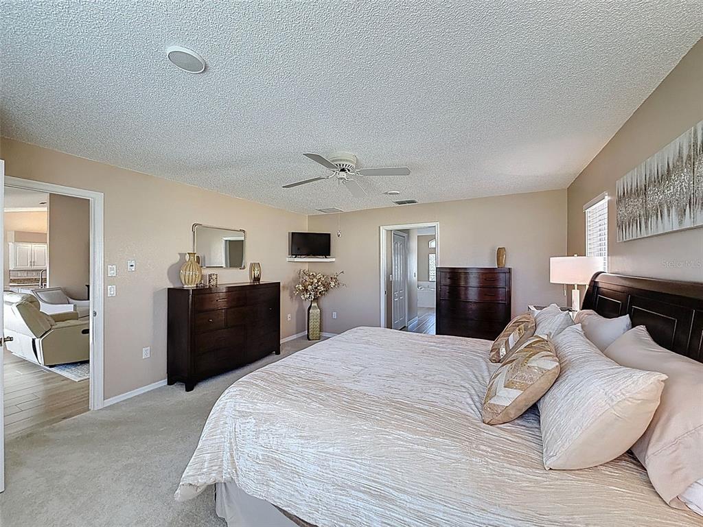 9428 Apple Dumpling Court Weeki Wachee, FL 34613 - Photo 16 of 40 a large bedroom with a bed dresser and floor to ceiling window