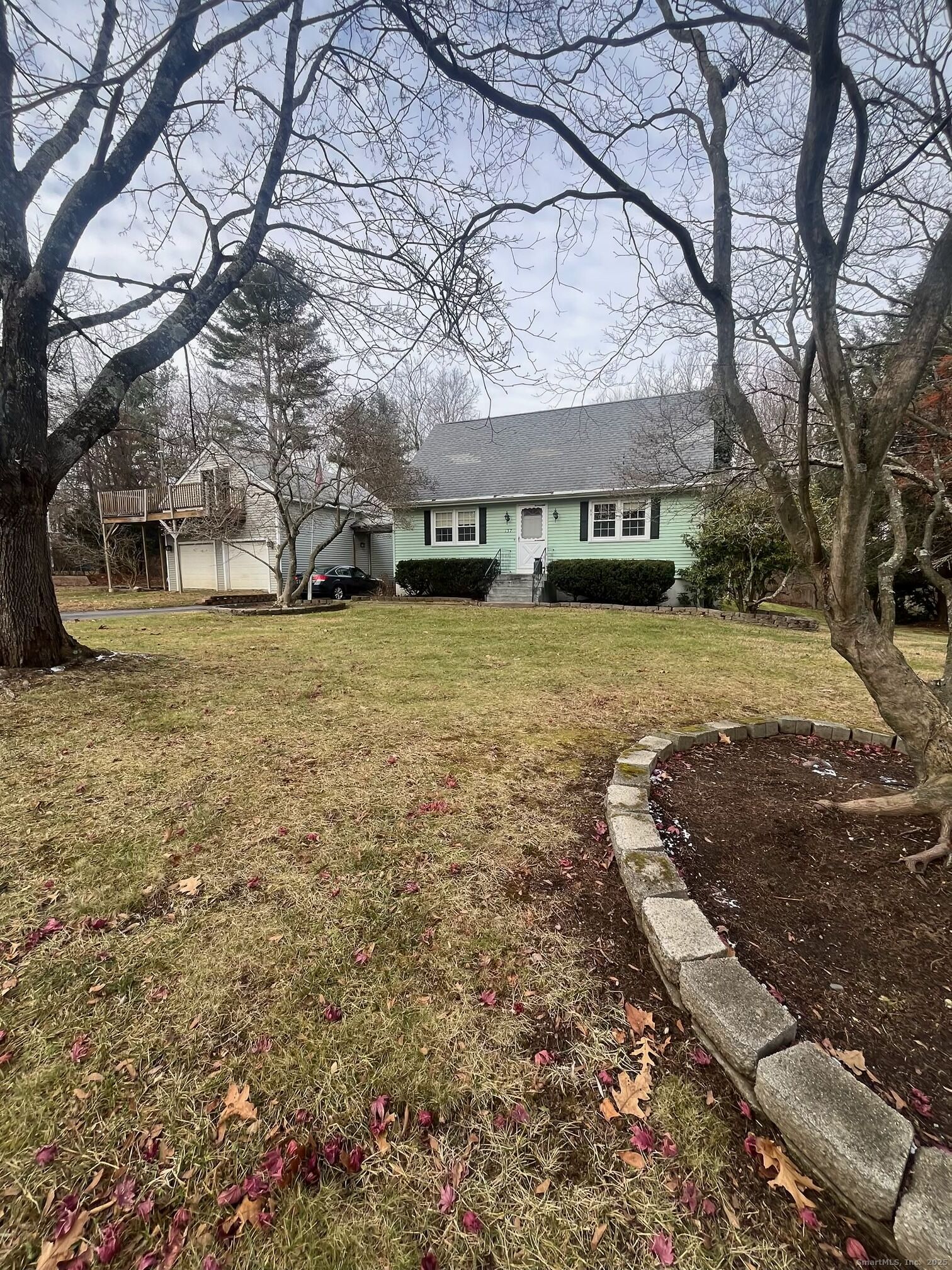 a view of a big yard next to a building