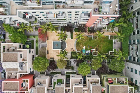 a view of balcony with furniture