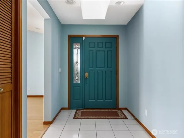 a view of an entrance door