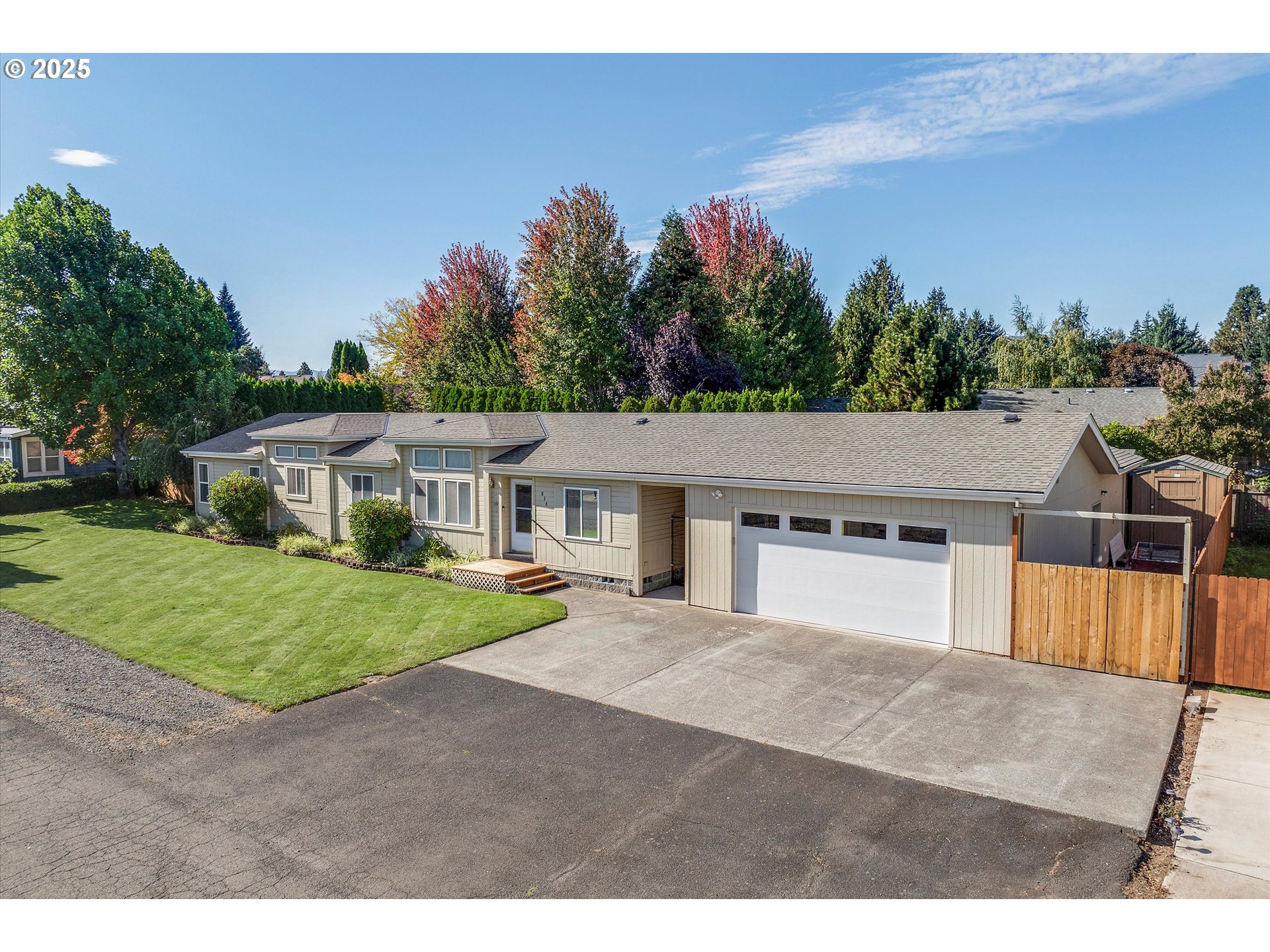 a house view with a garden space