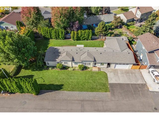 an aerial view of a house