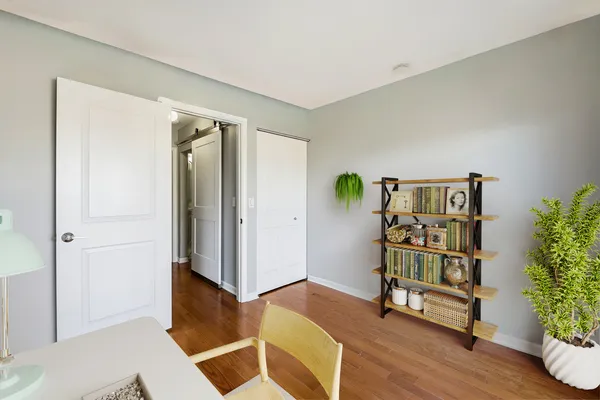 wooden floor and windows in a room