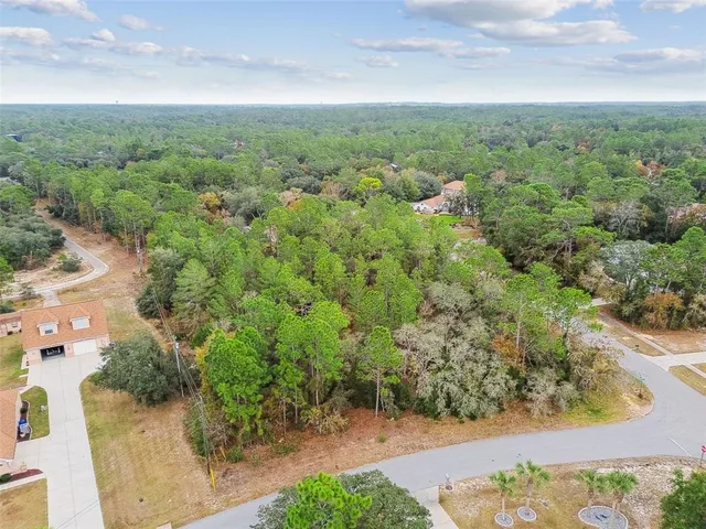 a view of a green field with lots of bushes