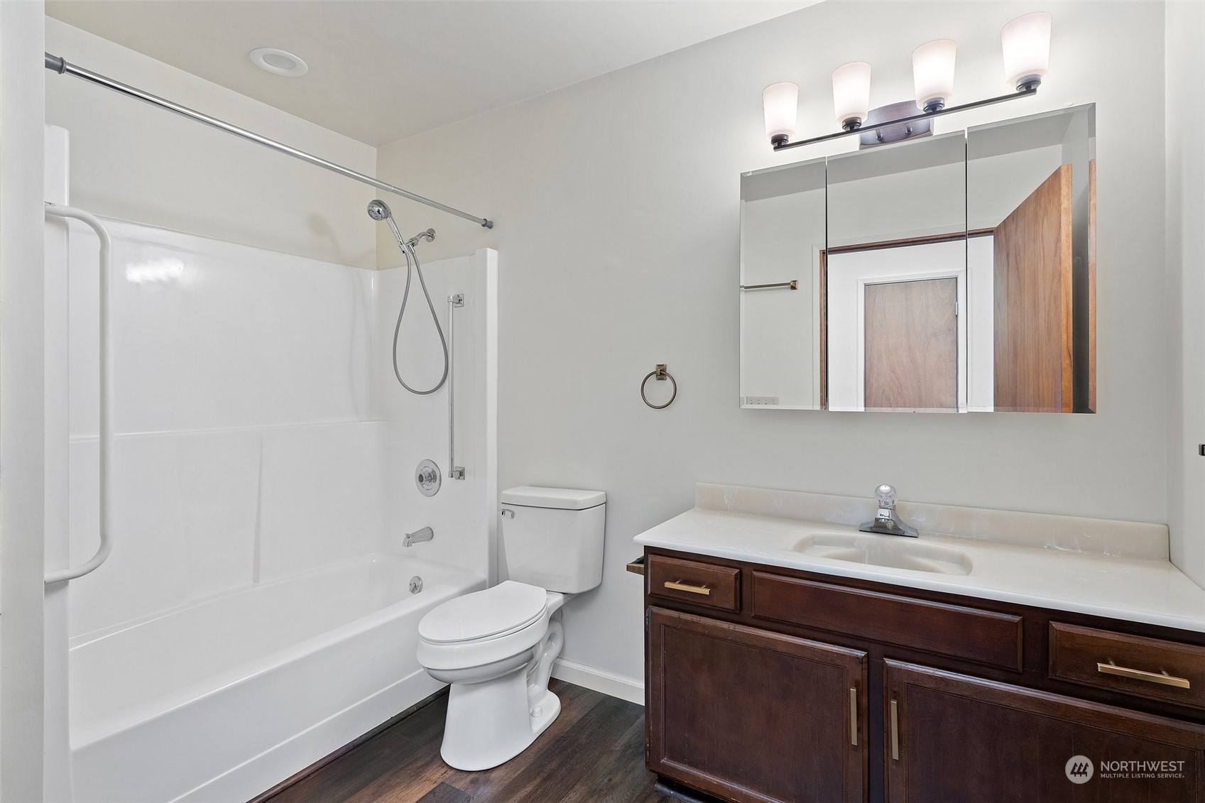 240 East Canyon View Road Belfair, WA 98528 - Photo 22 of 38 a bathroom with a sink a toilet and shower