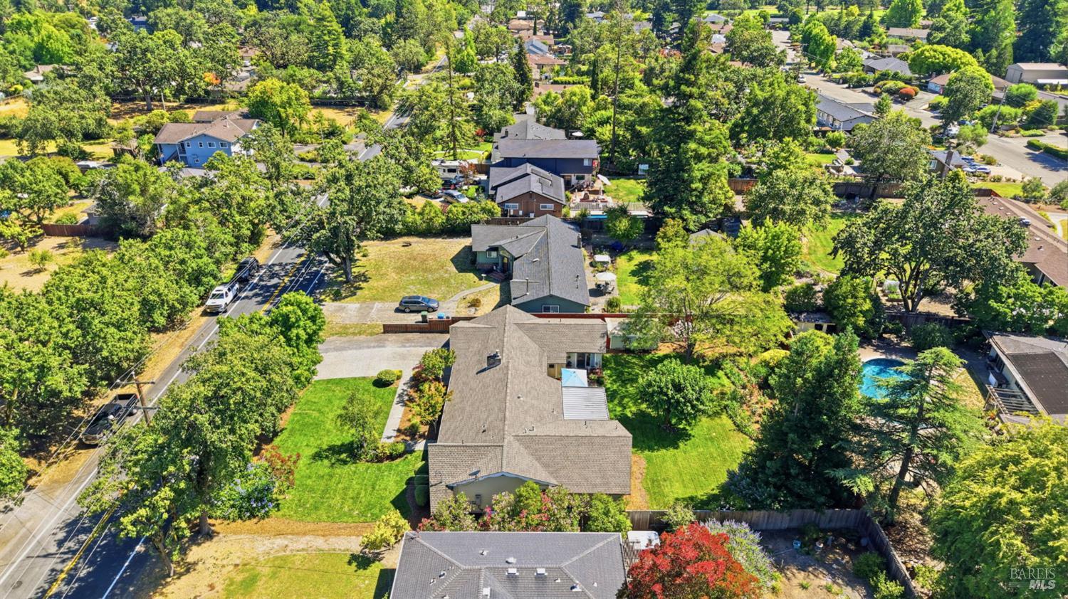 373 Piezzi Road Santa Rosa, CA 95401 - Photo 49 of 55 an aerial view of a house with a yard and garden