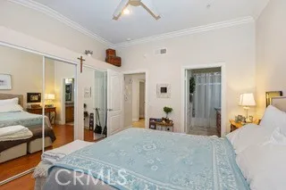 a bed room with a bed and a couch