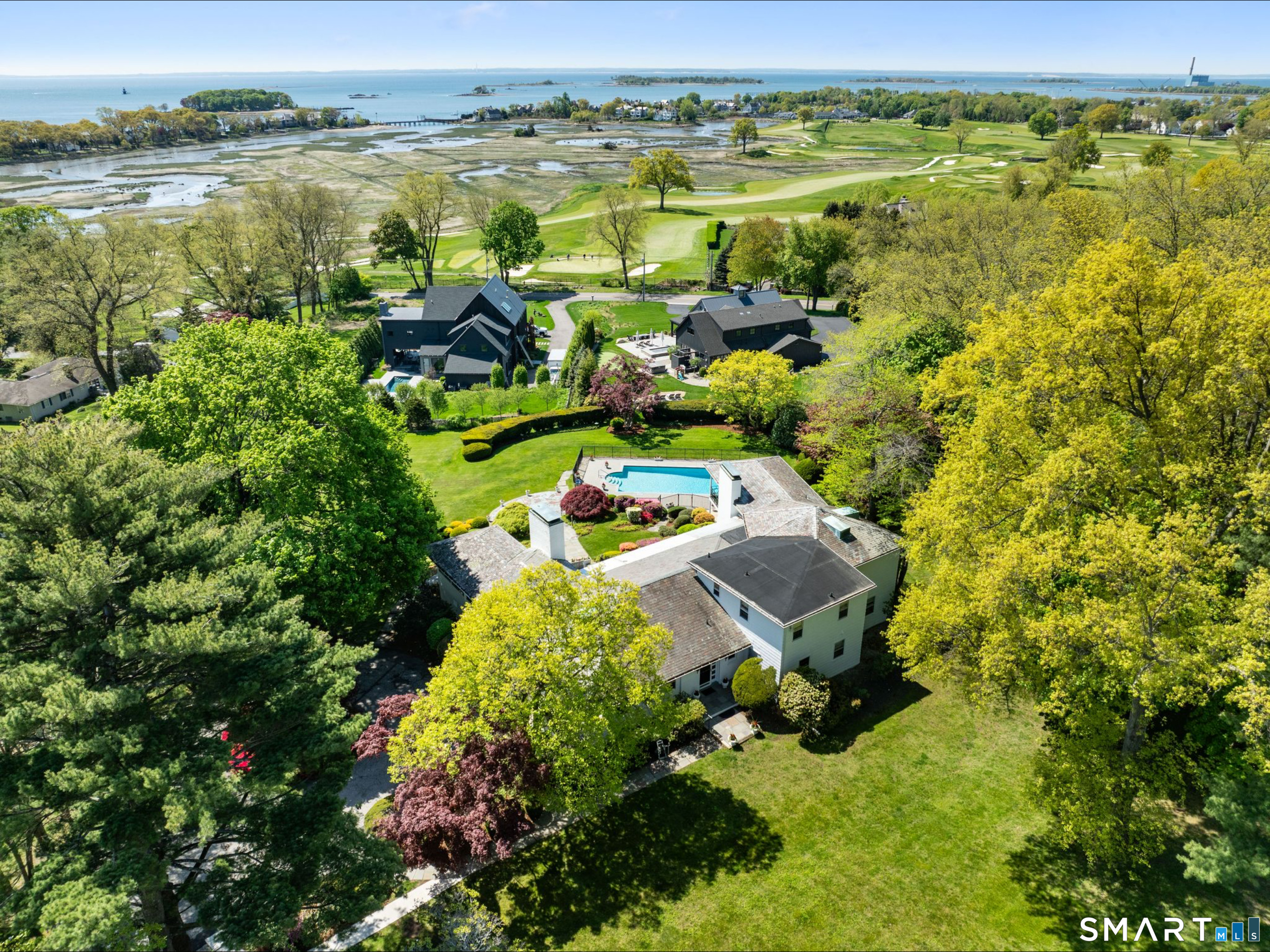 7 Sasqua Road Norwalk, CT 06855 - Photo 37 of 40 an aerial view of a house with a lake view