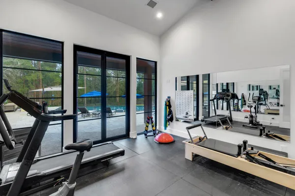 a view of a room with gym equipment