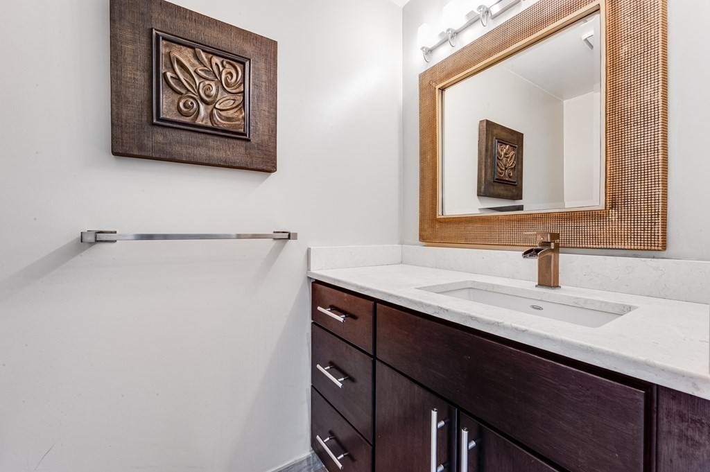 116 Milton Street, Unit 231 Dedham, MA 02026 - Photo 11 of 27 a bathroom with a sink and a mirror