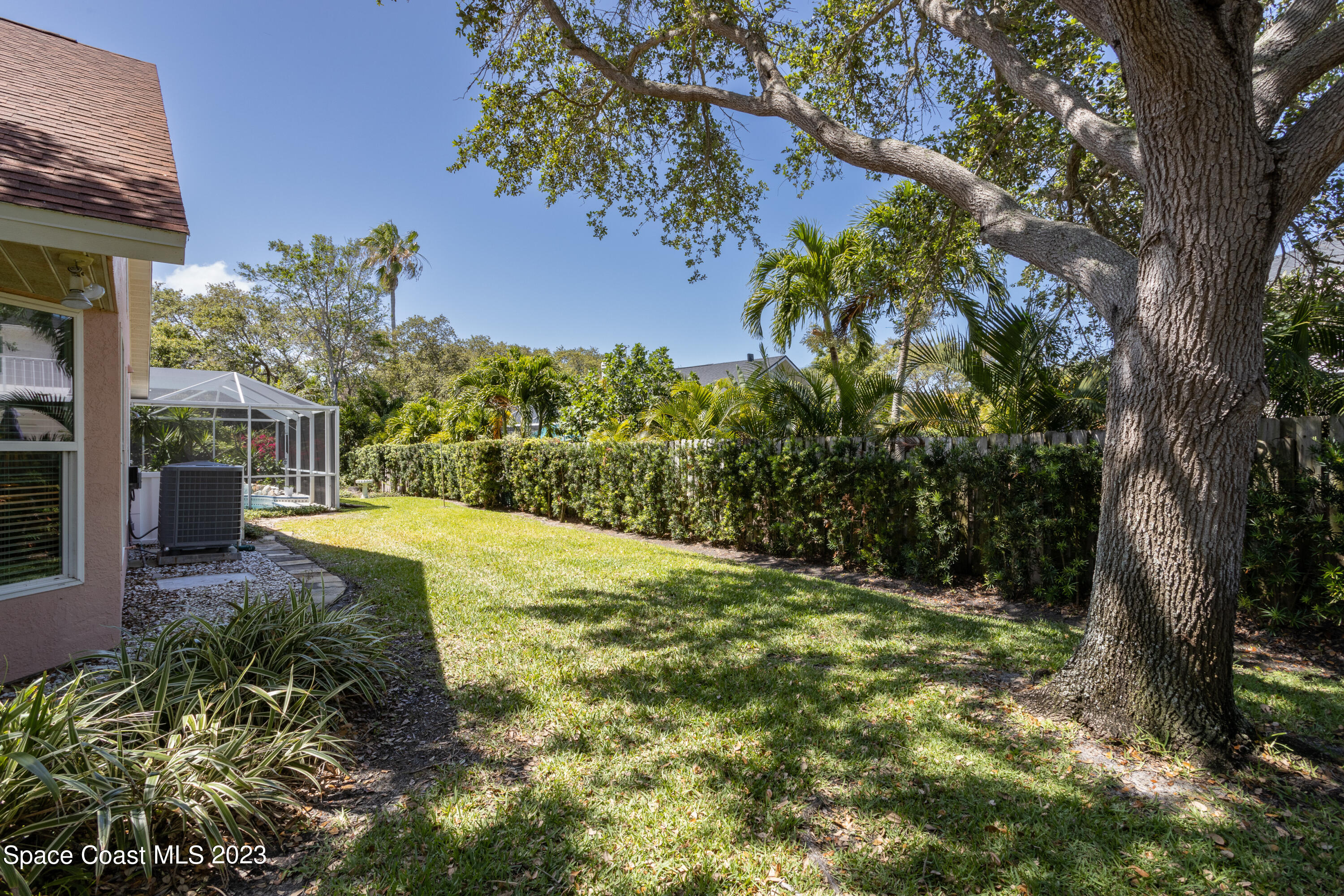 442 Sanderling Drive Indialantic, FL 32903 - Photo 41 of 45 a view of a yard with plants and large trees
