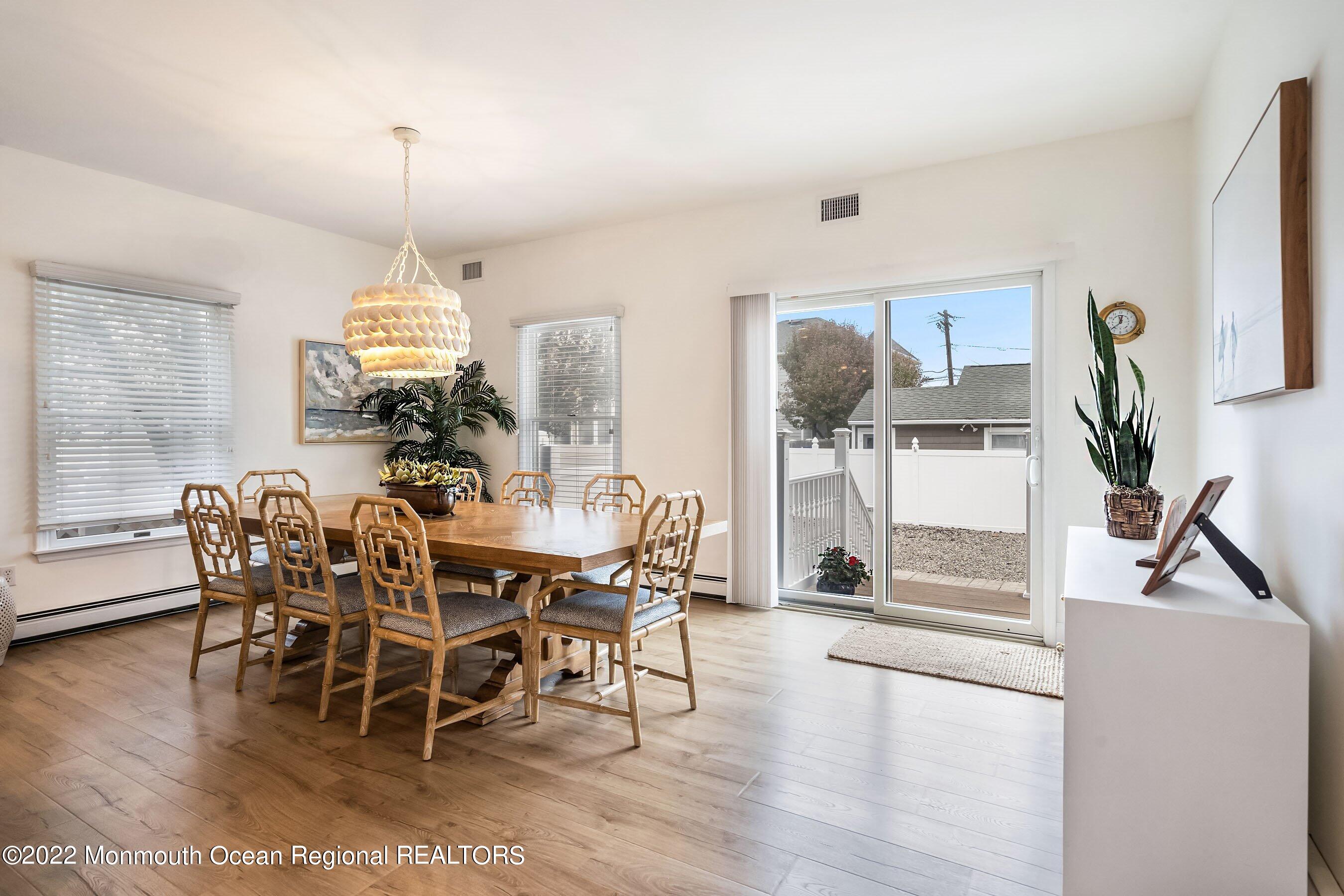 23 Magee Avenue, Unit SUMMER Lavallette, NJ 08735 - Photo 12 of 34 a view of a dining room and livingroom with furniture wooden floor a chandelier