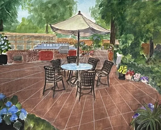 a view of a patio with table and chairs potted plants with wooden floor