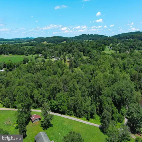 a view of a city with lush green forest