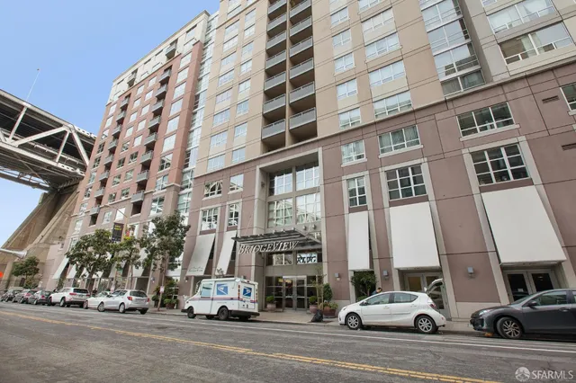 a front view of a multi story building