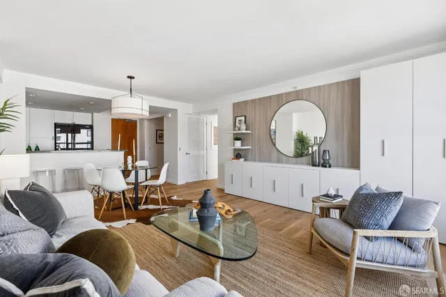 a living room with furniture