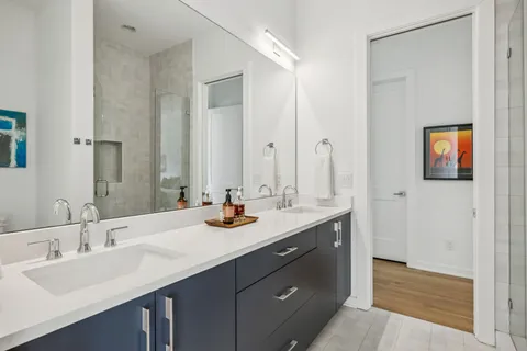 a bathroom with a shower