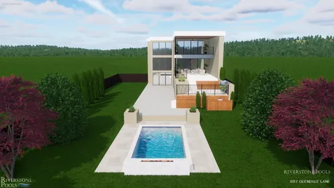 a view of a yard with a fountain