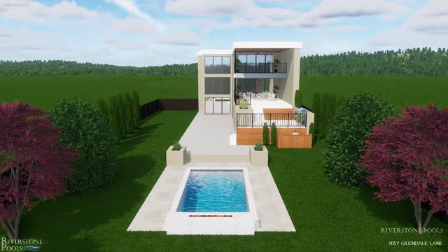 a view of a yard with a fountain