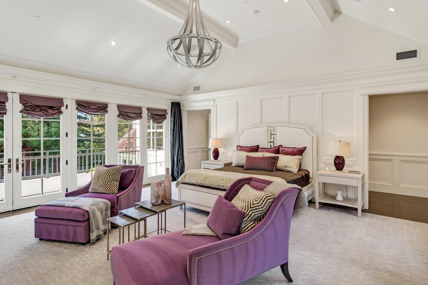 351 Walsh Road Atherton, CA 94027 - Photo 20 of 65 a bedroom with furniture and large windows