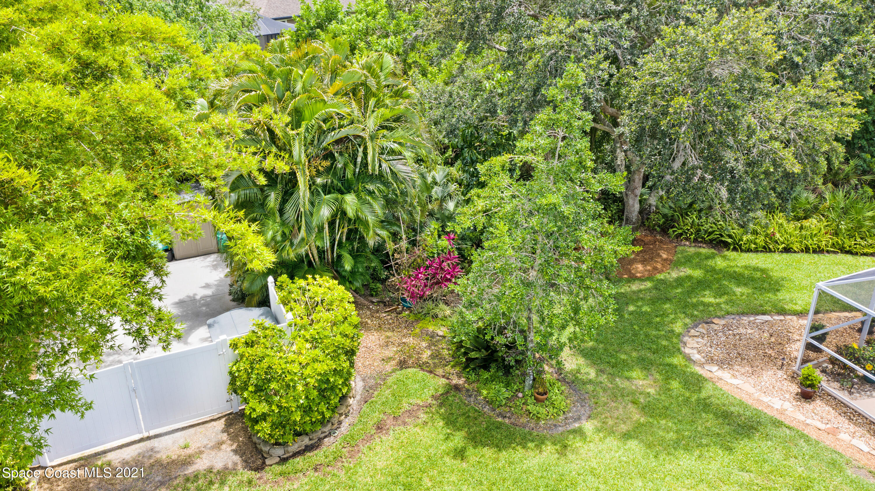 4689 Canard Road Melbourne, FL 32934 - Photo 45 of 49 a view of a garden with plants and large trees