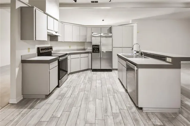 an empty room with windows