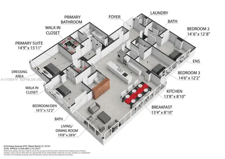 $2,730,000 | 6103 Aqua Avenue, Unit 701, Miami Beach, FL 33141