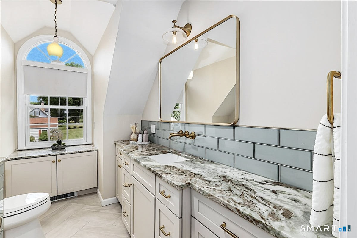 6 Elizabeth Street Newtown, CT 06470 - Photo 32 of 40 Updated Secondary Bath with Built-ins and Tub/Shower Combination