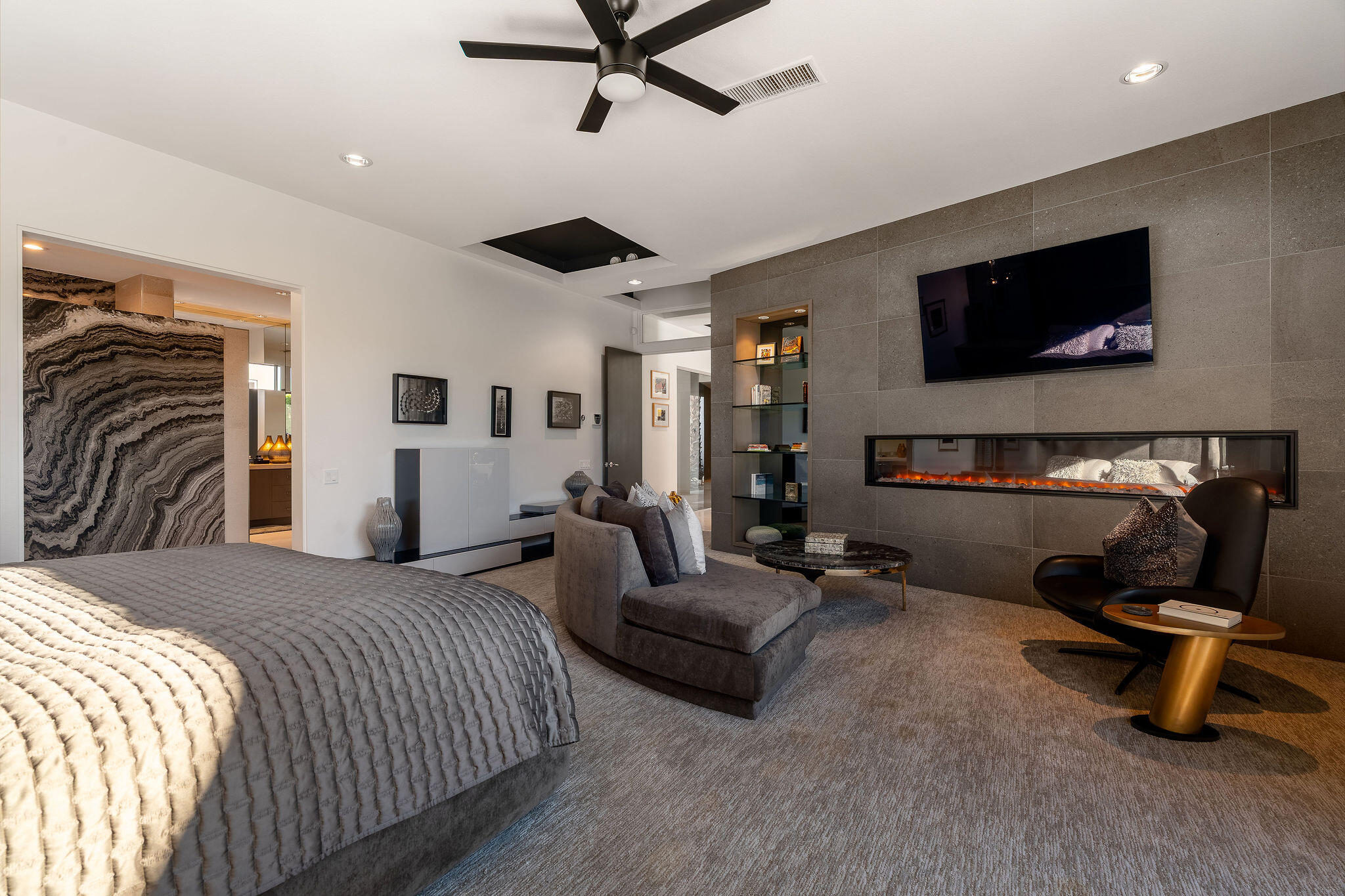 108 Waterford Circle Rancho Mirage, CA 92270 - Photo 21 of 41 a bedroom with furniture and a flat screen tv