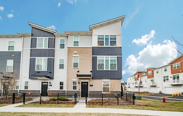 a front view of a building with street