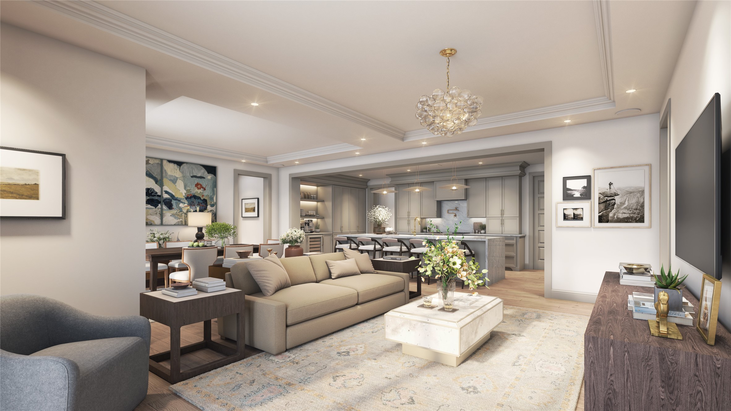 a living room with furniture or couch and a flat screen tv