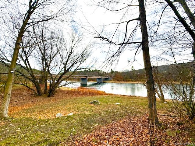 a view of lake with a yard