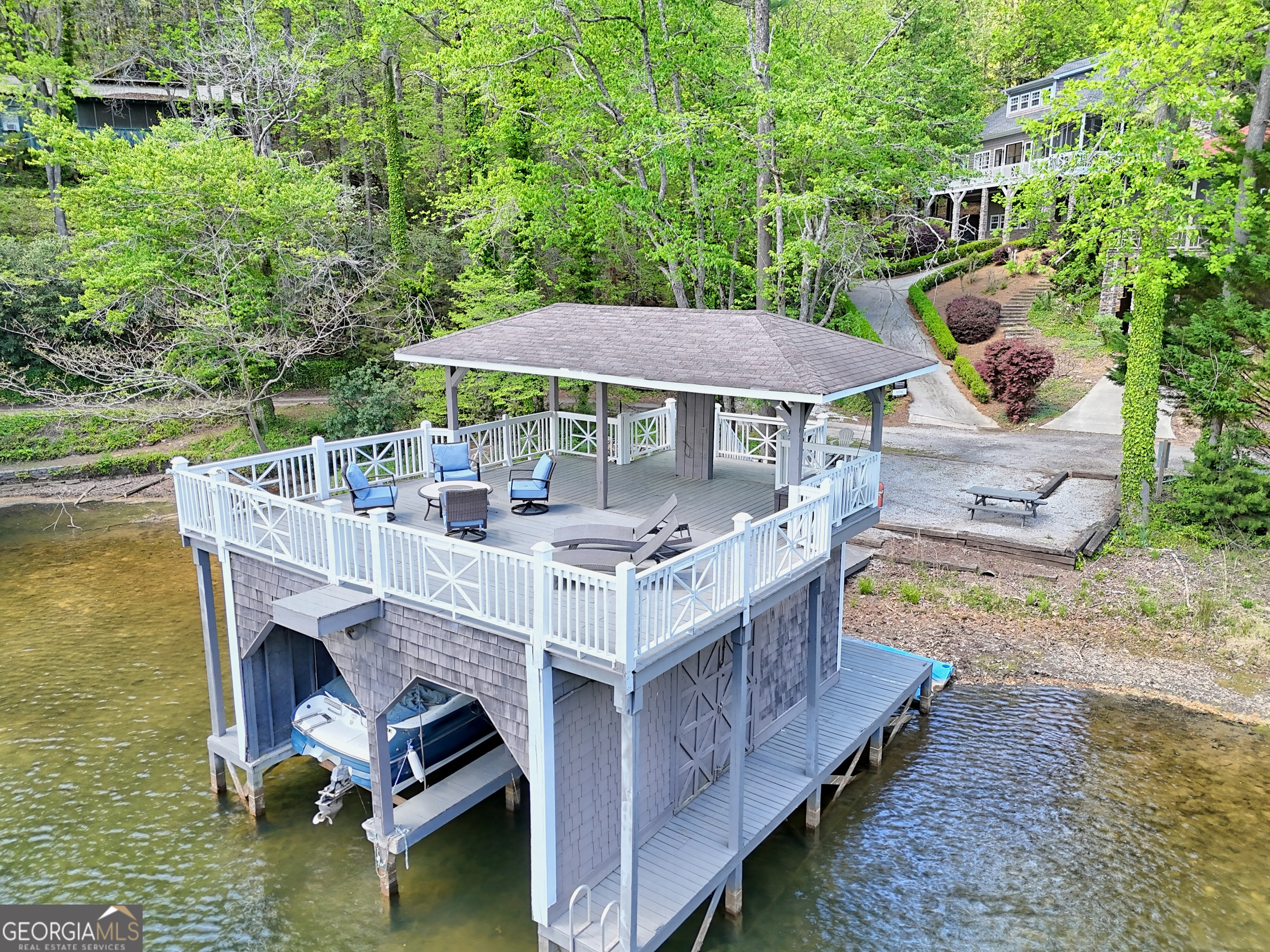 336 Fulton Road Tiger, GA 30576 - Photo 10 of 52 an aerial view of a house with swimming pool and large trees