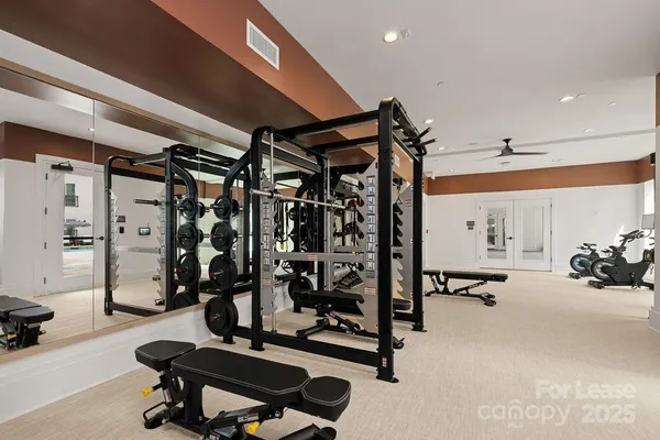 a view of a room with gym equipment